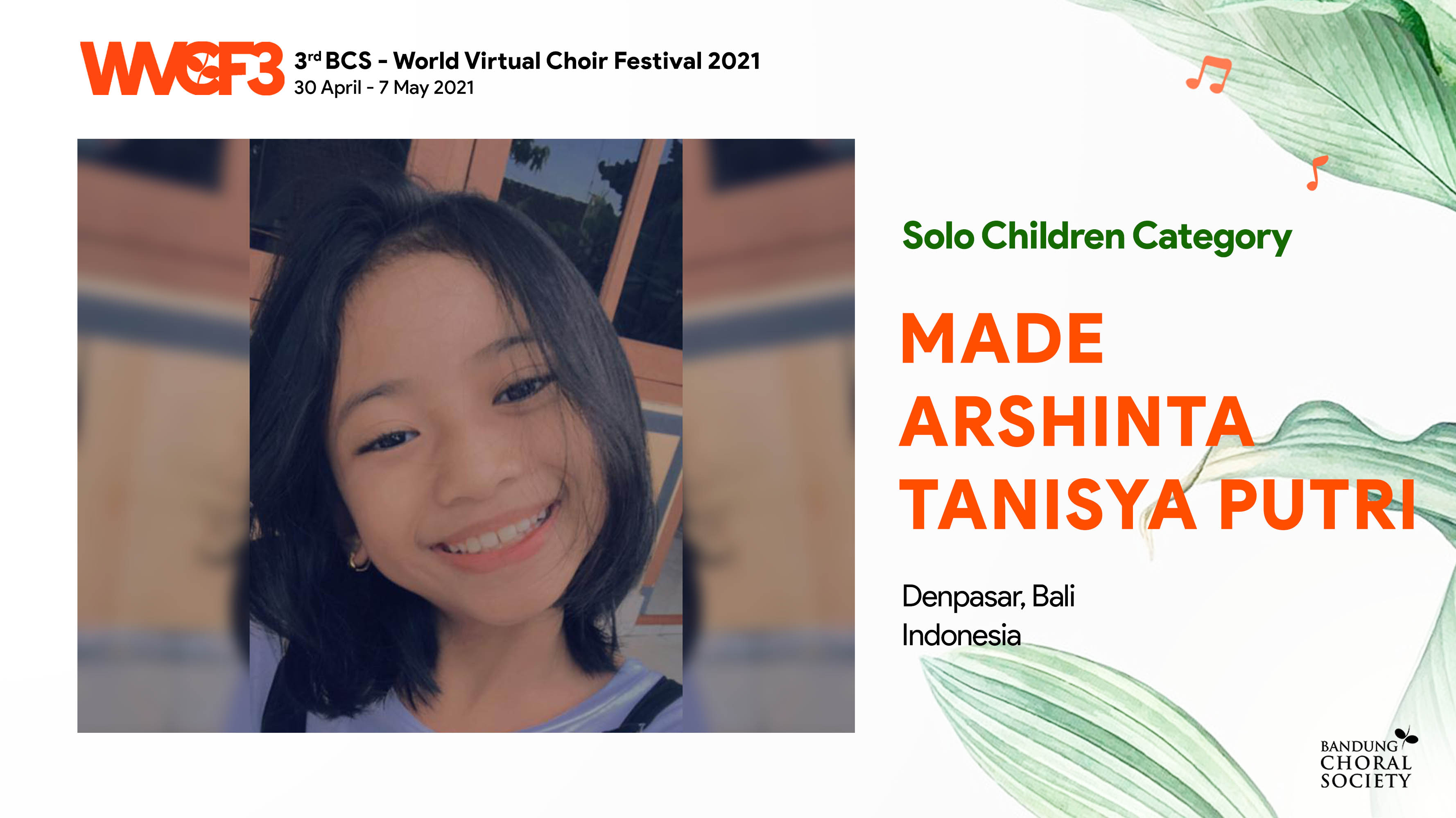 Bandung Choral Society | THE 3RD BCS - WORLD VIRTUAL CHOIR FESTIVAL 2021